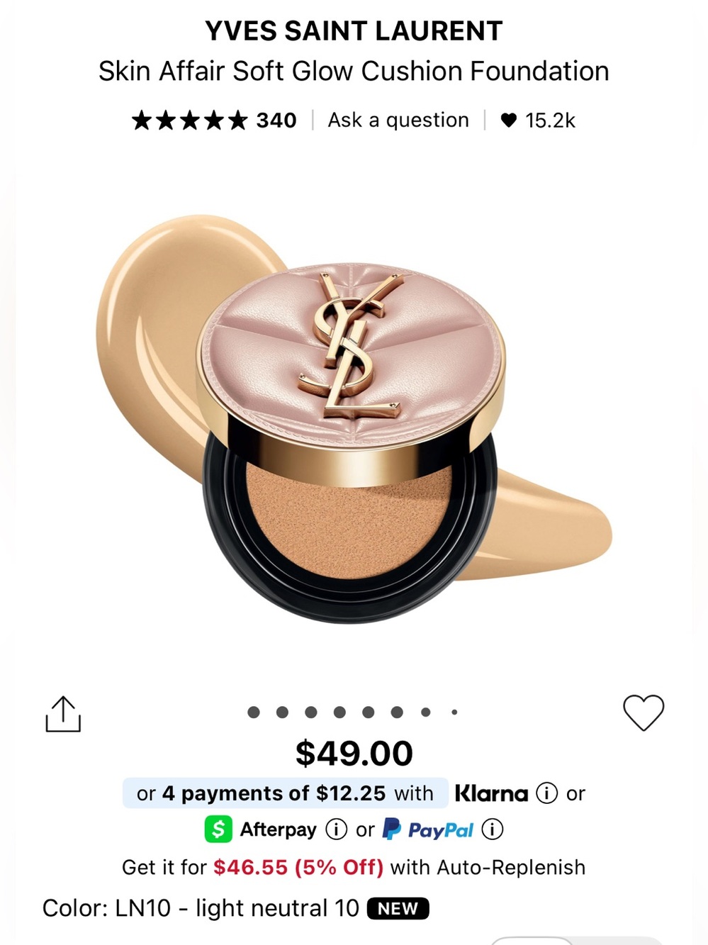 YSL Skin Affair Soft Glow Cushion Foundation - LN10 Light Neutral